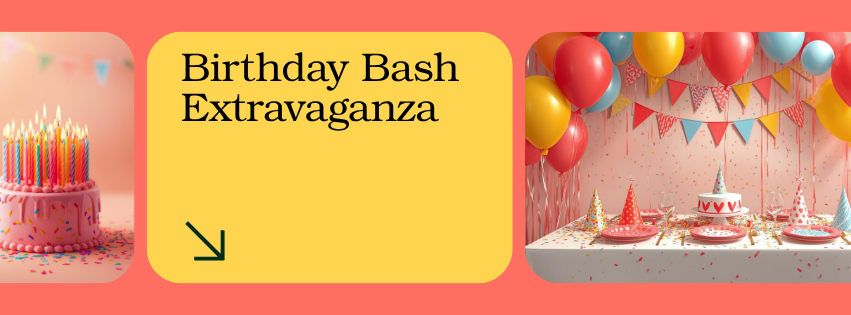 Funny blocks of birthday cakes and baloons